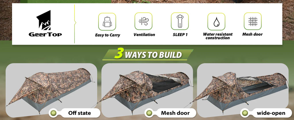 Survivor 1 Kişilik 3 Mevsim Çadır - Gerçekçi Kamuflaj