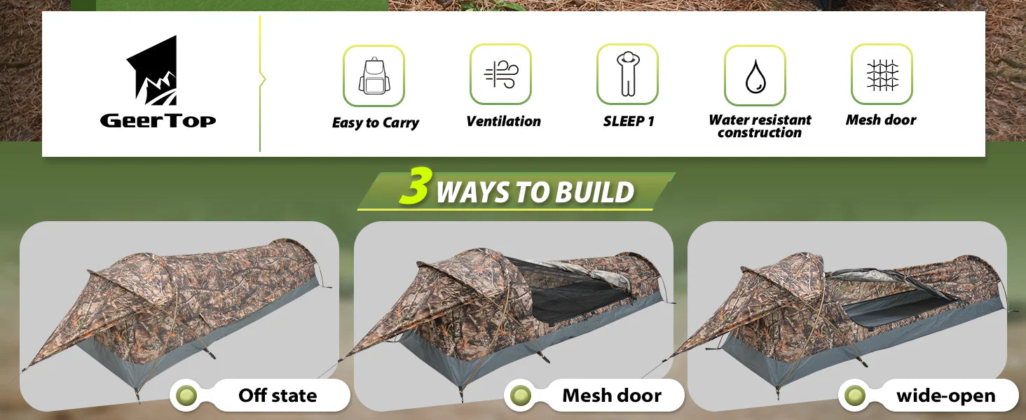 Survivor 1 Kişilik 3 Mevsim Çadır - Gerçekçi Kamuflaj