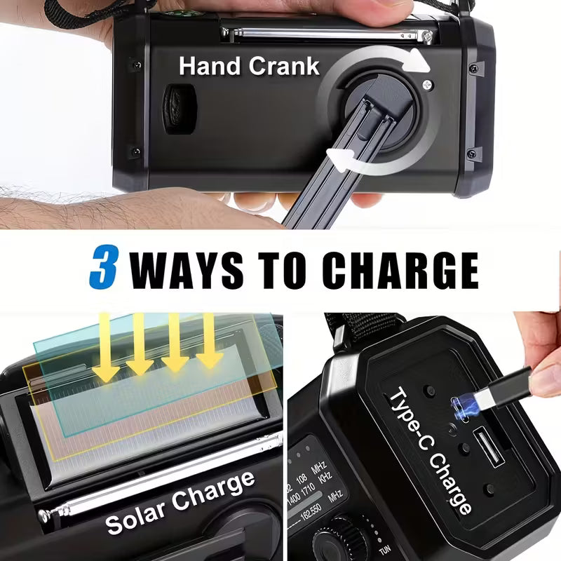 El Dinamolu Acil Durum Radyo – AM/FM, Solar, Fener, SOS, Powerbank