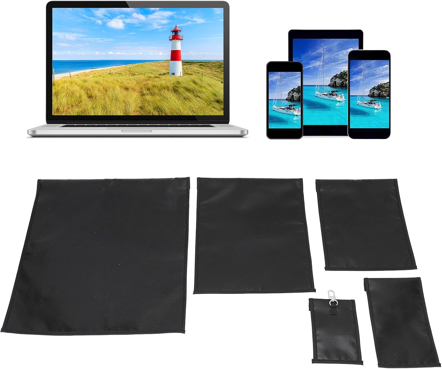 5’li Faraday Çanta Seti | Sinyal ve Takip Engelleyici| Yanmaz & Su Geçirmez