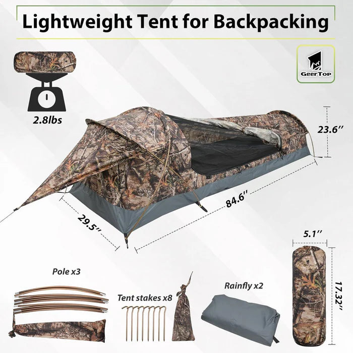 Survivor 1 Kişilik 3 Mevsim Çadır - Gerçekçi Kamuflaj