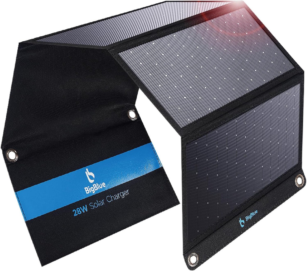 BigBlue 28W Taşınabilir Solar Şarj Cihazı – 2 USB Port, Dijital Ampermetre, IPX4