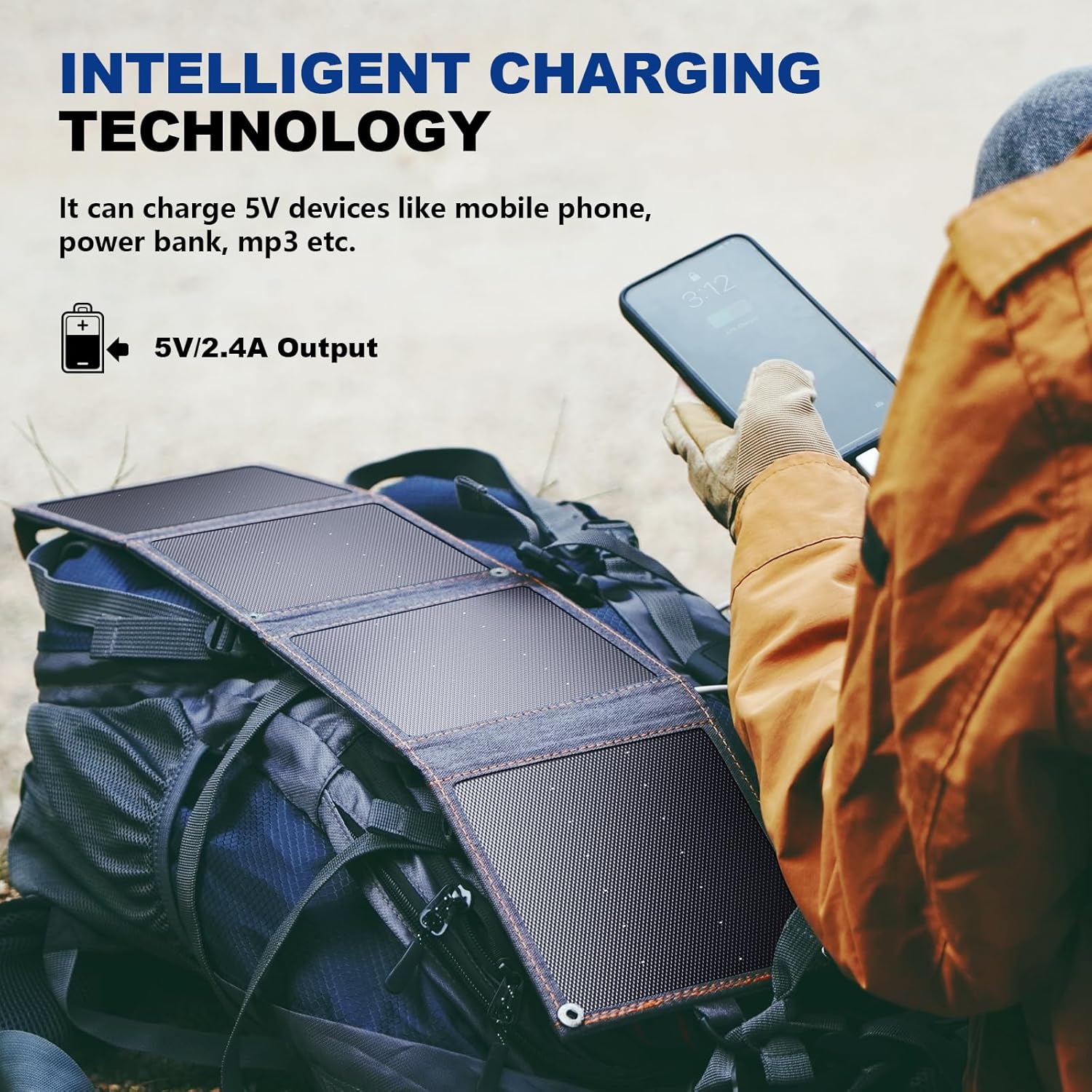 BigBlue 14W Taşınabilir Solar Şarj Cihazı – USB Çıkışlı, Suya Dayanıklı Güneş Paneli