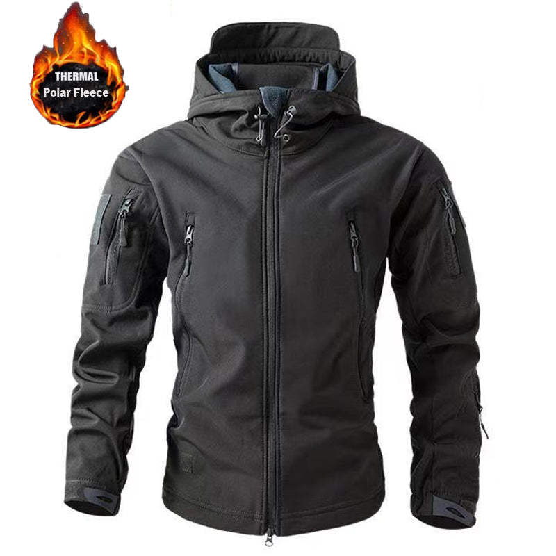 Hayata Kalan Erkek Softshell Polar Astarlı Kışlık Outdoor Mont Siyah