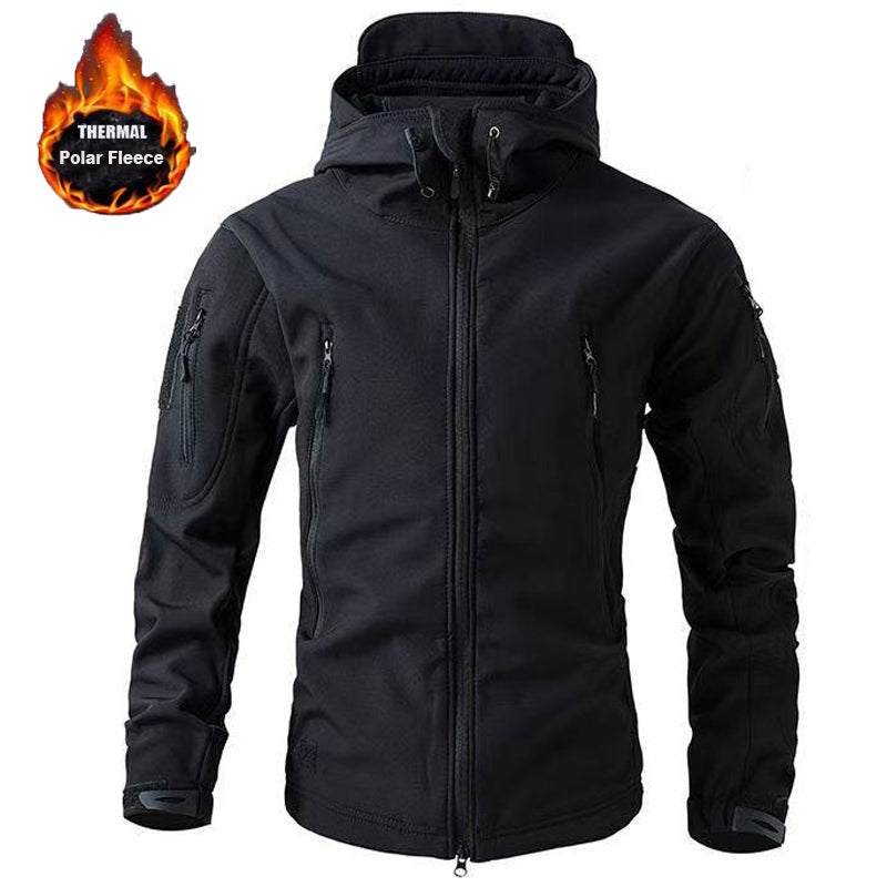 Hayata Kalan Erkek Softshell Polar Astarlı Kışlık Outdoor Mont Siyah