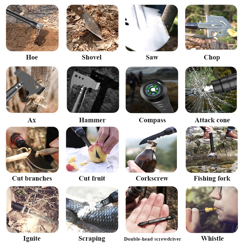 76 cm Çok İşlevli Taktik Katlanır Kürek – Kamp, Acil Durum ve Hayatta Kalma Seti